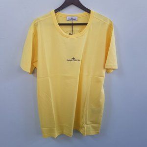 Stone Island Yellow T-Shirt With Logo Printed